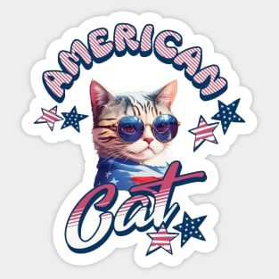 Funny American Cool Cat Sticker